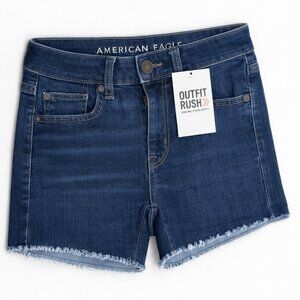 American Eagle Dark Wash Denim Shorts – Frayed Hem – Women’s Size (Excellent Con